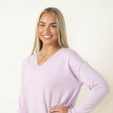 Thread & Supply V Neck Fleece Shirt for Women in Lilac