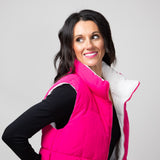 Love Tree Cropped Reversible Puffer Vest for Women in White/Fuchsia