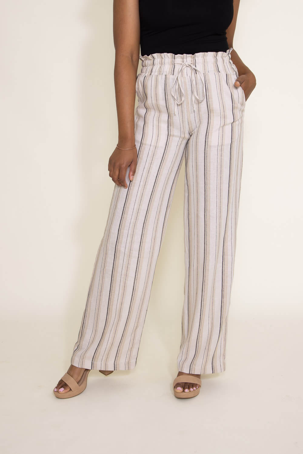 Women's Get Tropical T-Shirt and Striped Pants Pajama Set