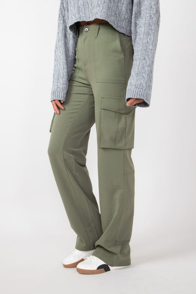 Love Tree Straight Cargo Pants for Women in Olive