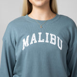 C & C California Millie Malibu Beach Terry Crewneck Pullover for Women in Goblin Blue 