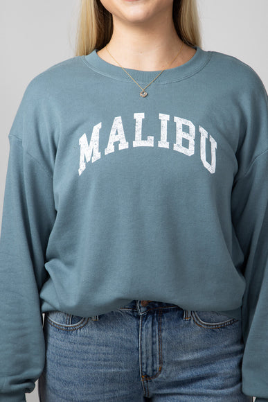 C & C California Millie Malibu Beach Terry Crewneck Pullover for Women in Goblin Blue 