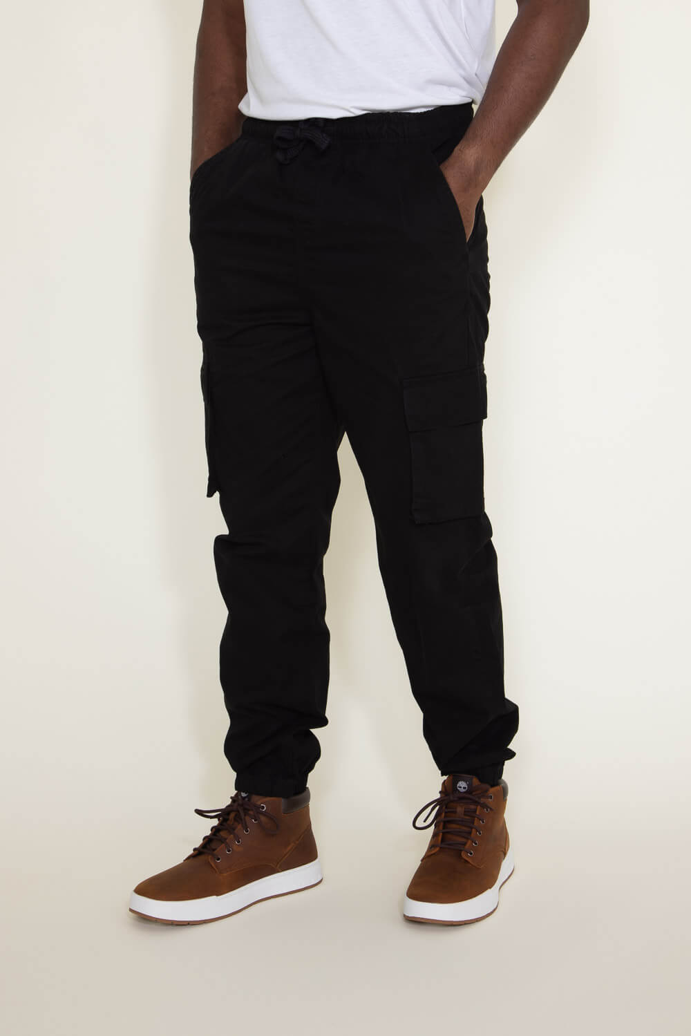 Twill Flare Cargo Pants - Brown