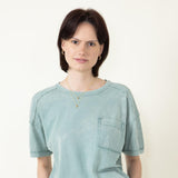 Mineral Wash Knit T-Shirt for Women in Sage