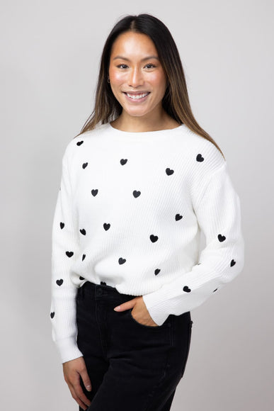 Miracle Heart Sweater for Women in Ivory Black