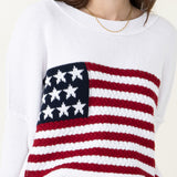 Miracle Clothing Knit American Flag Sweater for Women in White – Glik's