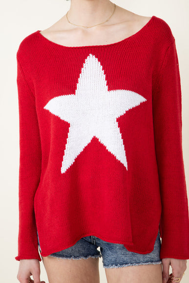 Miracle Star Light Weight Sweater for Women in Red