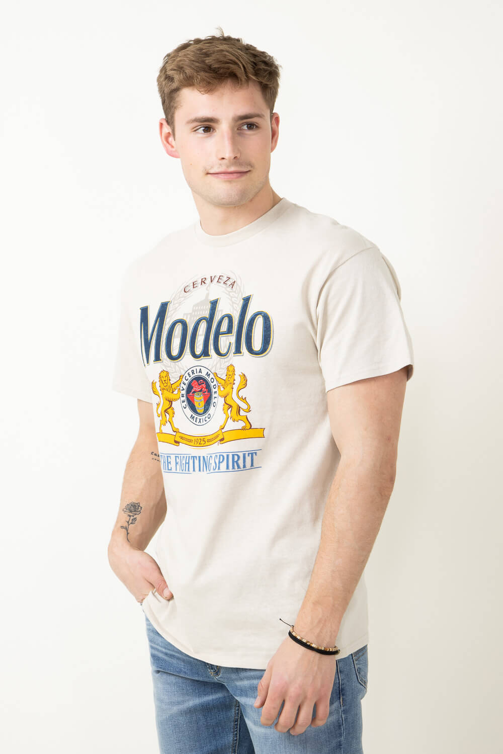 Modelo Lion Logo T-Shirt for Men in Ivory