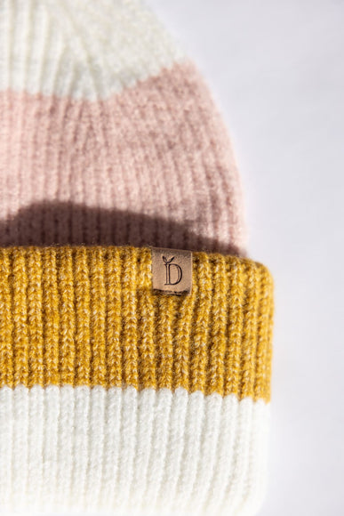 Multi Stripe Knit Beanie for Women in Ivory