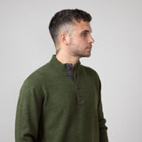 North River 4 Button Mock Neck Twisted Yarn Sweater for Men in Olive