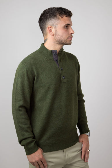 North River 4 Button Mock Neck Twisted Yarn Sweater for Men in Olive