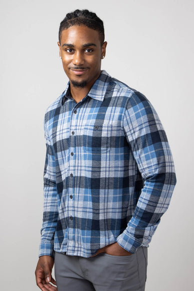 North River Knit Button Down Shirt for Men in Coronet Blue