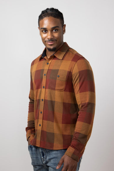 North River Knit Button Down Shirt for Men in Henna