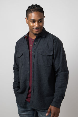 North River Suede Cotton Shirt Jacket for Men in Charcoal Heather