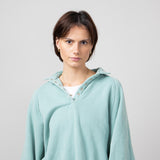 Snap Button Collared Fleece for Women in Sage