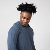 Slub Pullover Hoodie for Men in Indigo