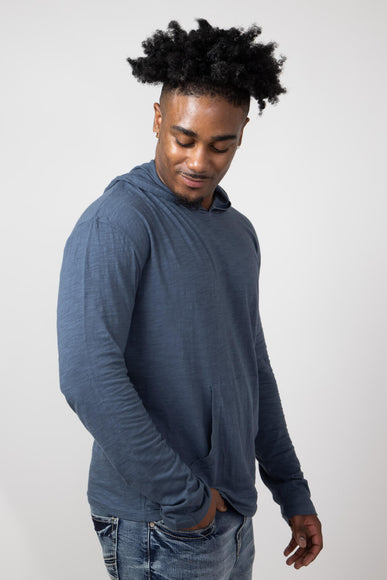 Slub Pullover Hoodie for Men in Indigo