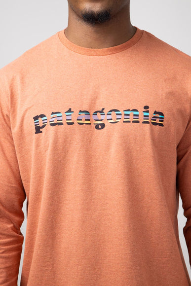 Patagonia Men’s Long Sleeve ’73 Logo Responsibili-Tee T-Shirt in Redtail Rust