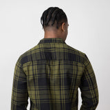 Plaid Flannel Shirt for Men in Army Green