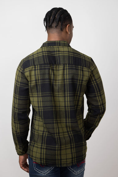 Plaid Flannel Shirt for Men in Army Green