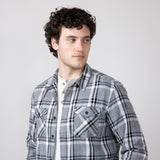 Plaid Flannel Shirt for Men in Grey