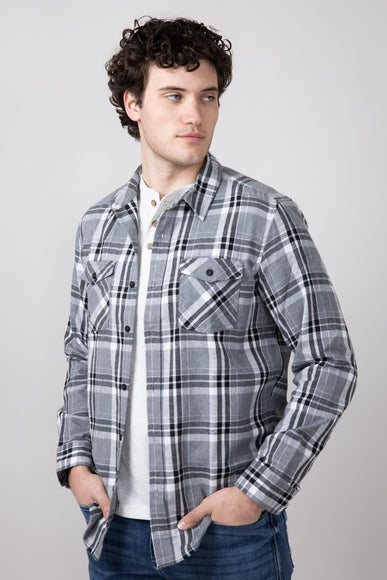 Plaid Flannel Shirt for Men in Grey