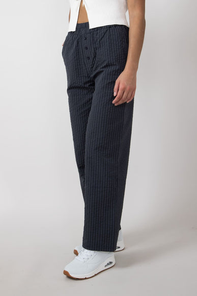 Plaid Straight Pants for Women in Charcoal