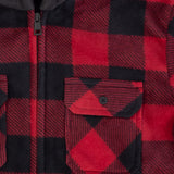 Plaid Youth Hooded Jacket with Sherpa Lining for Boys in Red/Black Plaid