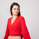 Rokoko Open Tie Back Wrap Top for Women in Red