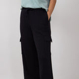 Willa Wide Leg Cargo Pants for Women in Black