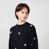 1897 Active Skull Embroidery Sweatshirt for Women in Black