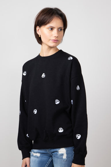 1897 Active Skull Embroidery Sweatshirt for Women in Black