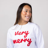 1897 Active Very Merry Patch Crewneck for Women in White 