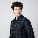 Plaid Flannel Shirt for Men in Black Blue