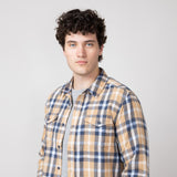 Plaid Flannel Shirt for Men in Khaki