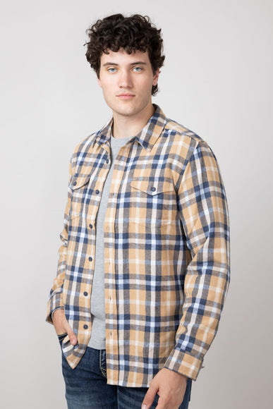 Plaid Flannel Shirt for Men in Khaki