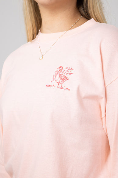 Simply Southern Shirts Long Sleeve Silly Goose for Women in Reef