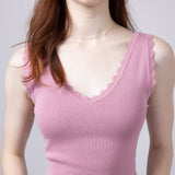 Scallop Tank Top for Women in Dusty Pink