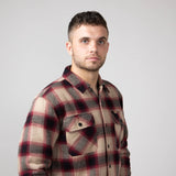 Sherpa Lined Flannel Shacket for Men in Khaki