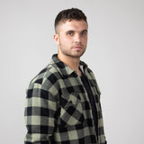 Sherpa Lined Flannel Shacket for Men in Light Olive