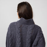 Simply Southern Braid Cropped Sweater for Women in Midnight Grey