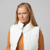 Simply Southern Faux Leather Cropped Puffer Vest for Women in Ivory