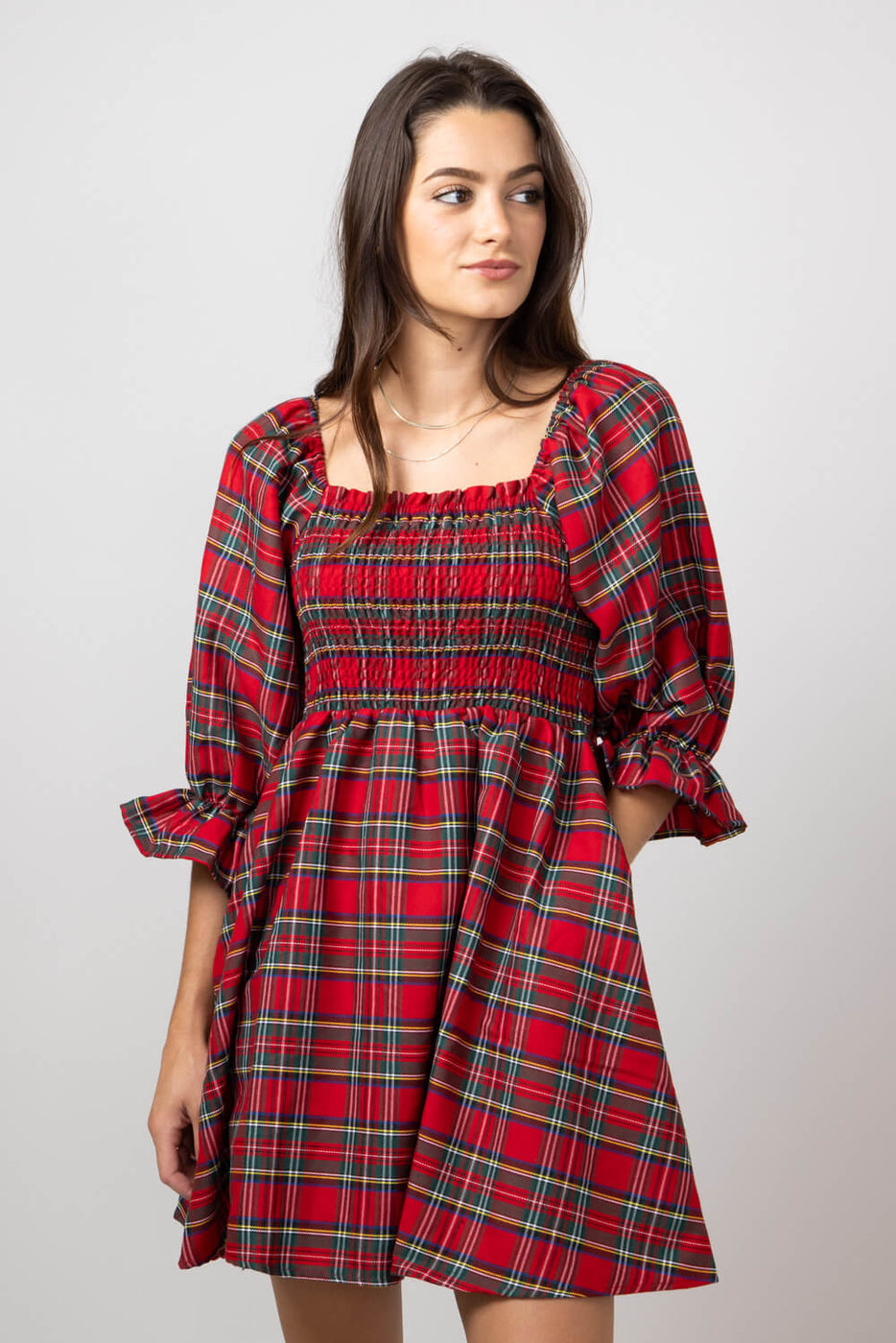 Simply Southern Holiday Dress for Women in Plaid PP 0224 DRS HOL PLD Glik s