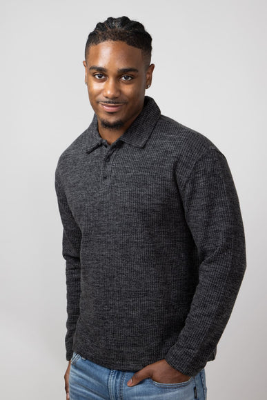 Simply Southern Knit Polo Shirt for Men in Charcoal