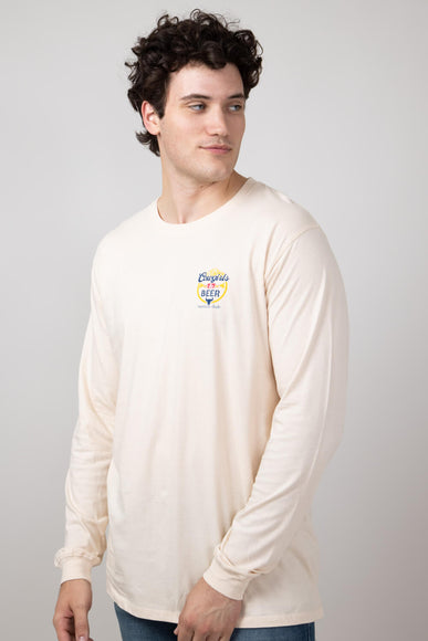 Simply Southern Long Sleeve Cowgirls & Beer T-Shirt for Men in Beige