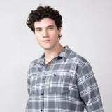 Simply Southern Plaid Button Up Shacket for Men in Grey Plaid 