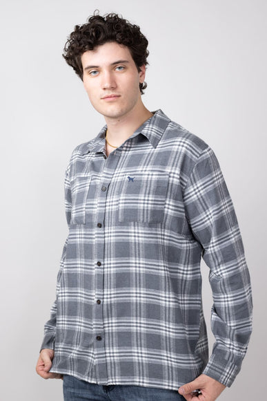 Simply Southern Plaid Button Up Shacket for Men in Grey Plaid 