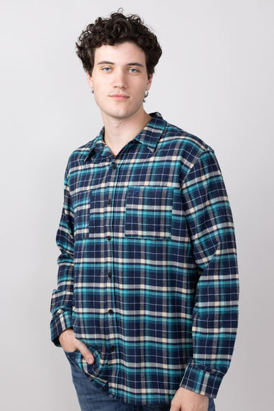 Simply Southern Plaid Button Up Shacket for Men in Teal Plaid