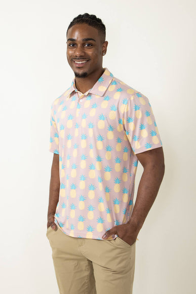 Simply Southern Pineapple Polo for Men in Peach