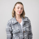 Simply Southern Plaid Shacket for Women in Grey